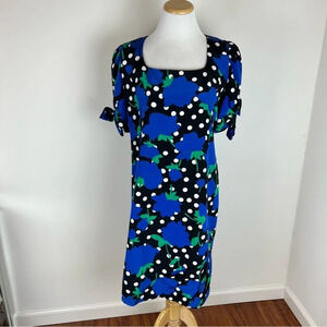 Aman Wardy Vintage Floral MIDI Dress Black Size 6